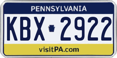PA license plate KBX2922