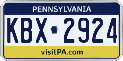 PA license plate KBX2924