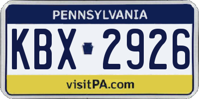 PA license plate KBX2926