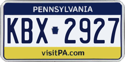 PA license plate KBX2927