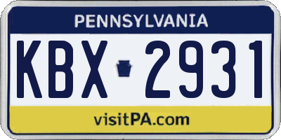 PA license plate KBX2931