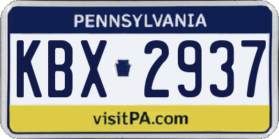 PA license plate KBX2937