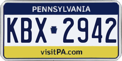 PA license plate KBX2942