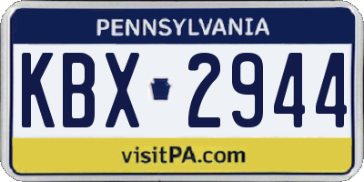 PA license plate KBX2944