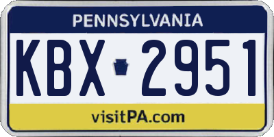 PA license plate KBX2951