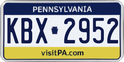 PA license plate KBX2952