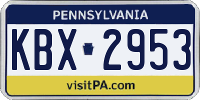 PA license plate KBX2953