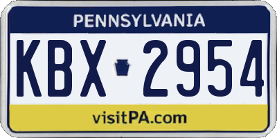 PA license plate KBX2954