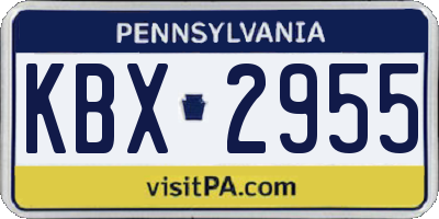 PA license plate KBX2955