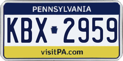 PA license plate KBX2959