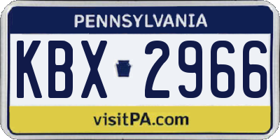 PA license plate KBX2966
