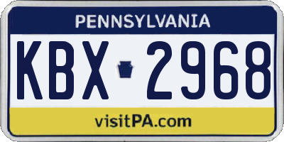PA license plate KBX2968