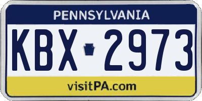 PA license plate KBX2973