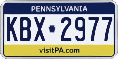 PA license plate KBX2977