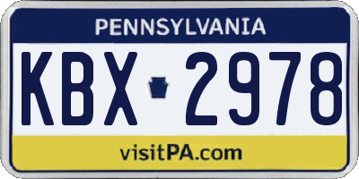 PA license plate KBX2978