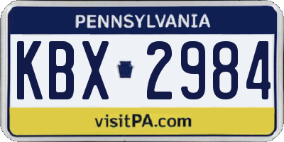 PA license plate KBX2984