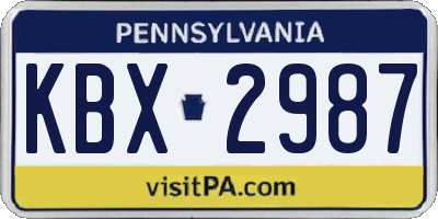 PA license plate KBX2987