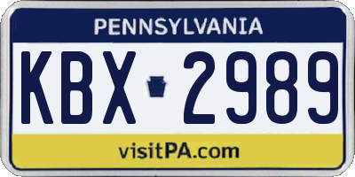 PA license plate KBX2989
