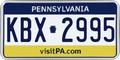 PA license plate KBX2995