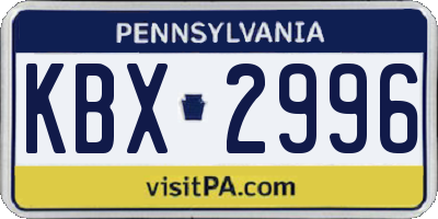 PA license plate KBX2996