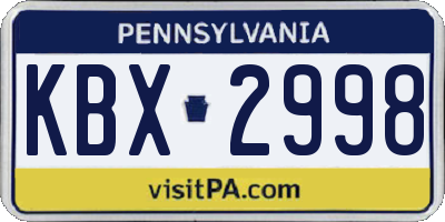 PA license plate KBX2998