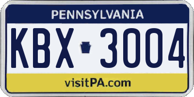 PA license plate KBX3004