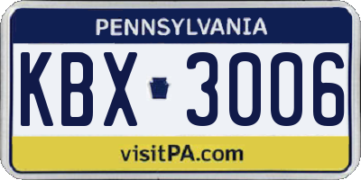 PA license plate KBX3006