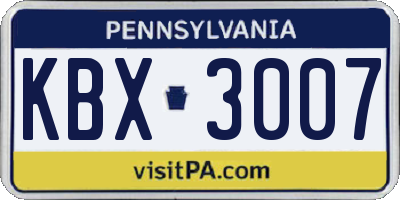 PA license plate KBX3007