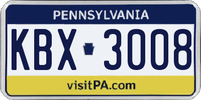 PA license plate KBX3008