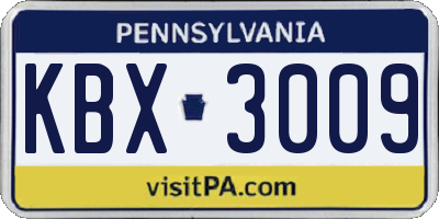 PA license plate KBX3009