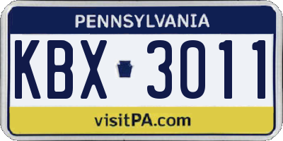 PA license plate KBX3011