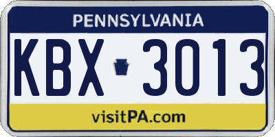 PA license plate KBX3013