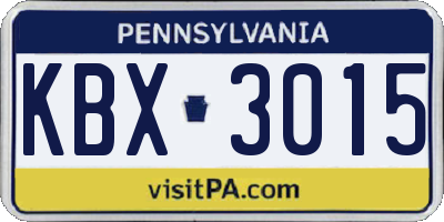 PA license plate KBX3015