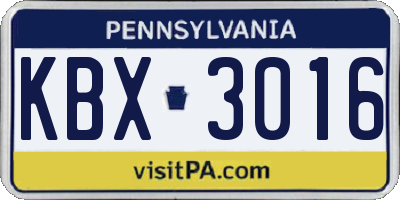 PA license plate KBX3016