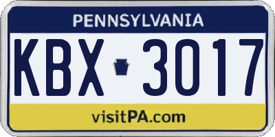 PA license plate KBX3017