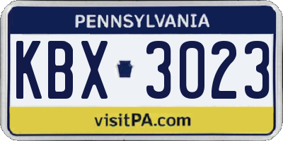 PA license plate KBX3023