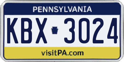 PA license plate KBX3024