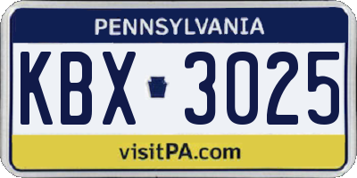 PA license plate KBX3025