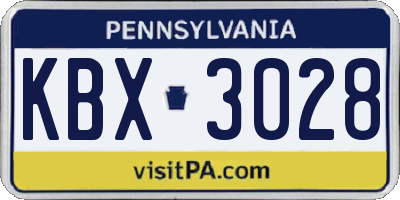 PA license plate KBX3028