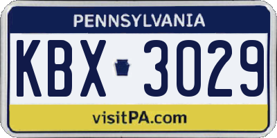 PA license plate KBX3029