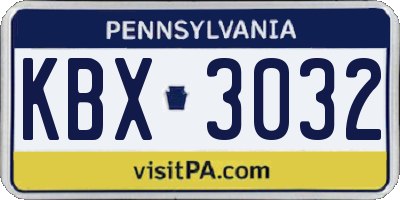 PA license plate KBX3032