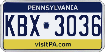 PA license plate KBX3036
