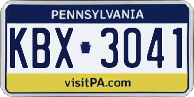PA license plate KBX3041