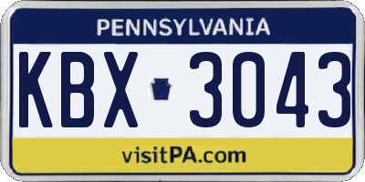 PA license plate KBX3043