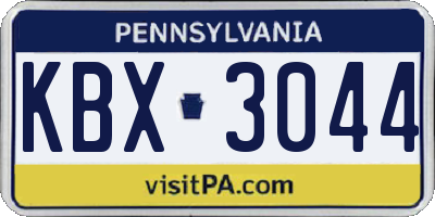 PA license plate KBX3044