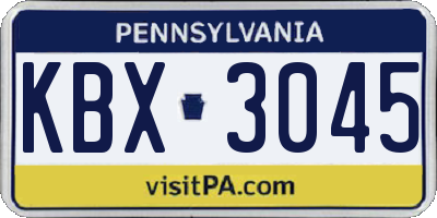 PA license plate KBX3045