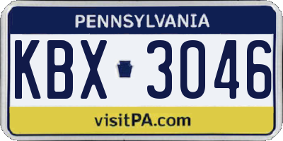 PA license plate KBX3046