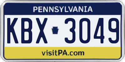 PA license plate KBX3049