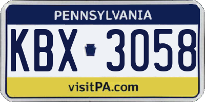 PA license plate KBX3058