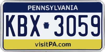 PA license plate KBX3059